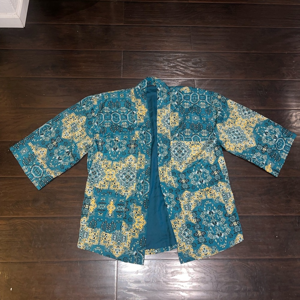 House of Harlow 1969 X REVOLVE Kora Bed Jacket Kimono XS Moroccan Tile Print